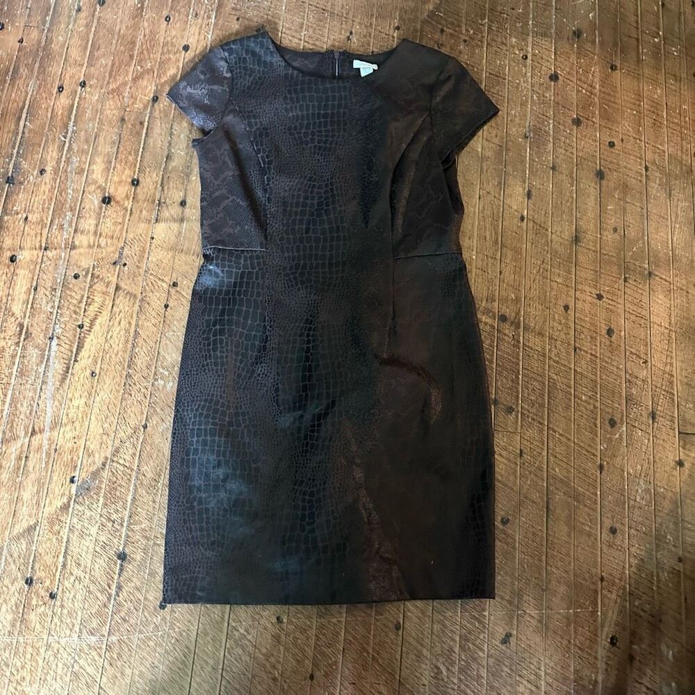 Chico’s brown faux snakeskin cap sleeve knee length dress